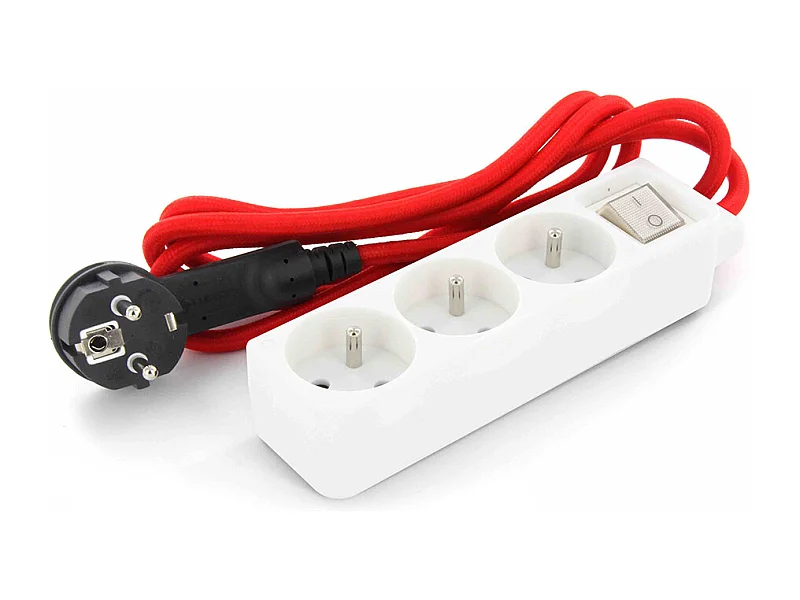 Mini multiprise 3x16A fiche plate - Rouge - Chacon