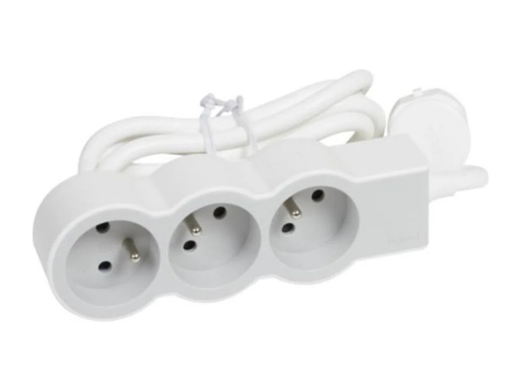Rallonge multiprise extra-plate 3 prises avec terre 1,5 m - Legrand