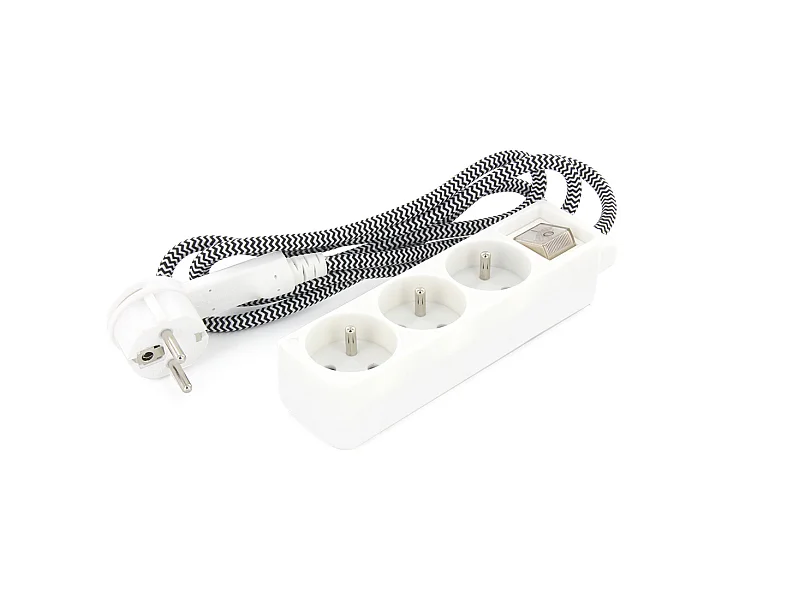 Mini multiprise 3x16A fiche plate - Blanc/Noir - Chacon