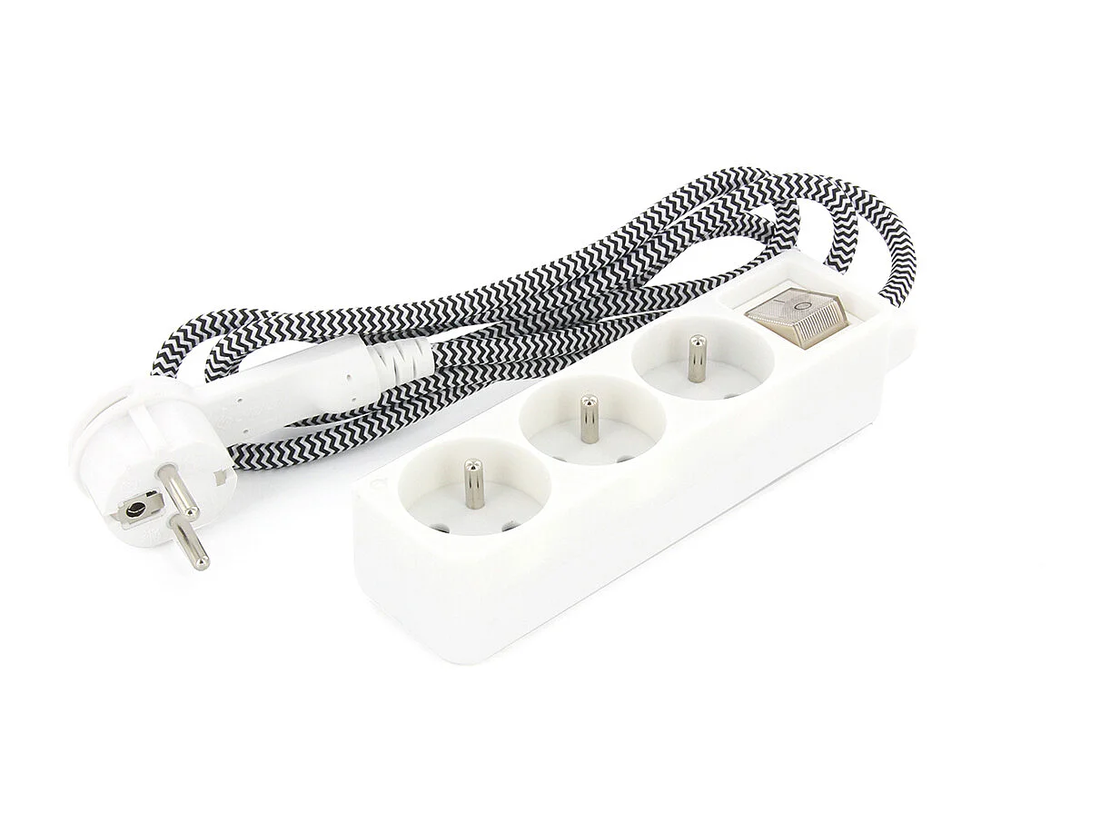 Mini multiprise 3x16A fiche plate - Blanc/Noir - Chacon