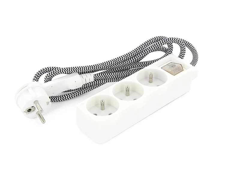 Mini multiprise 3x16A fiche plate - Blanc/Noir - Chacon