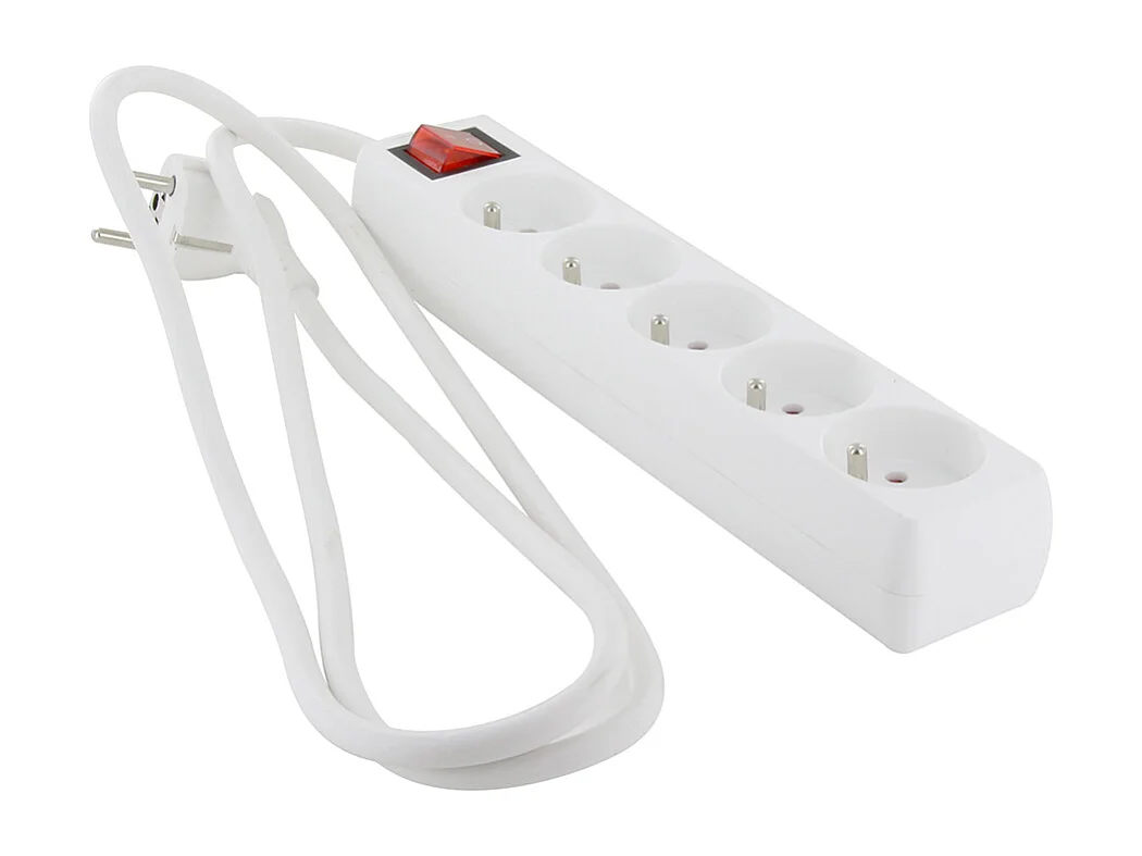 Multiprise 5x16A + interrupteur - 1,5 m - blanc - Chacon