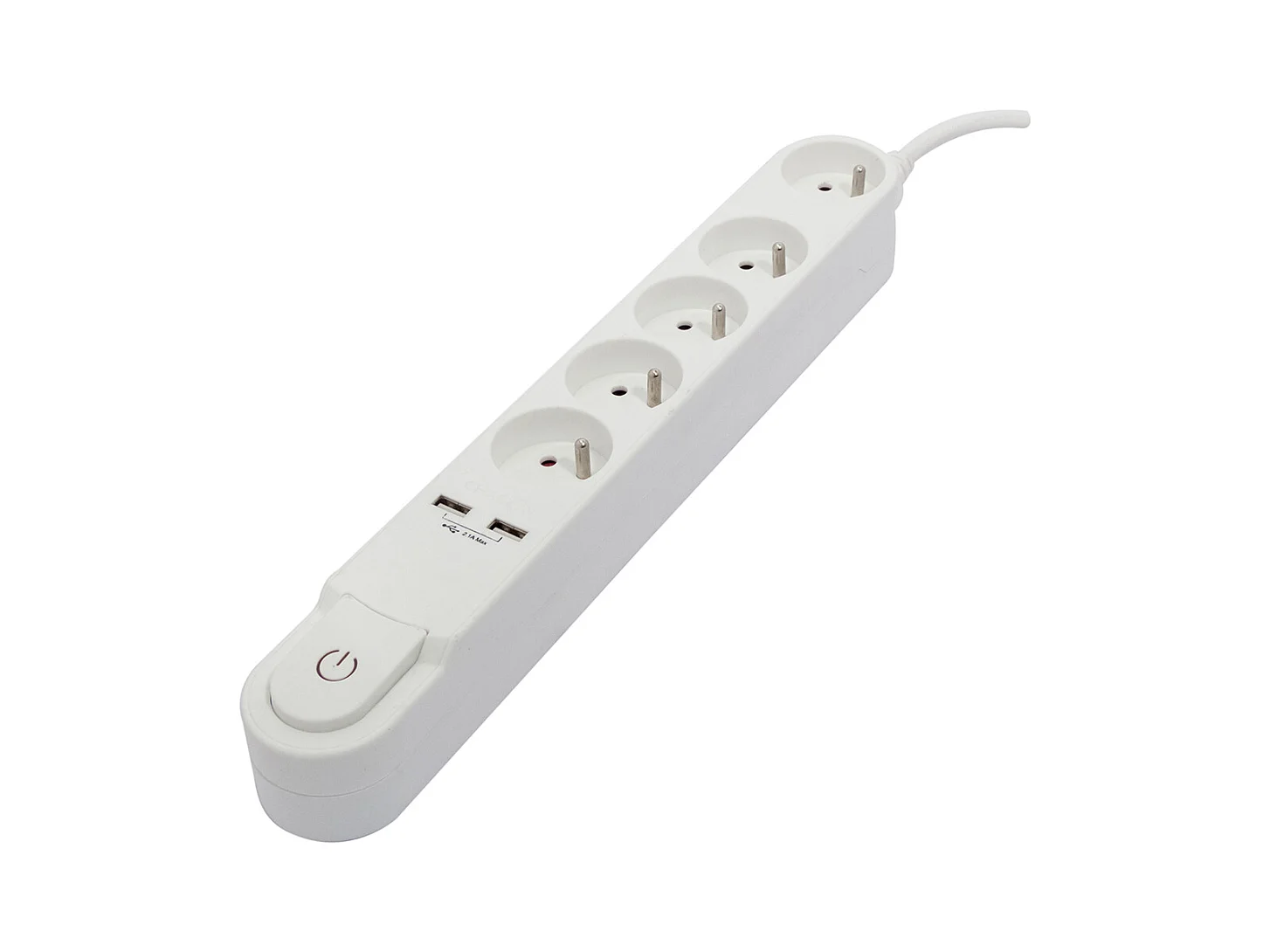 Multiprise Design 5x16A + 2xUSB 1,5m - Blanc - Chacon