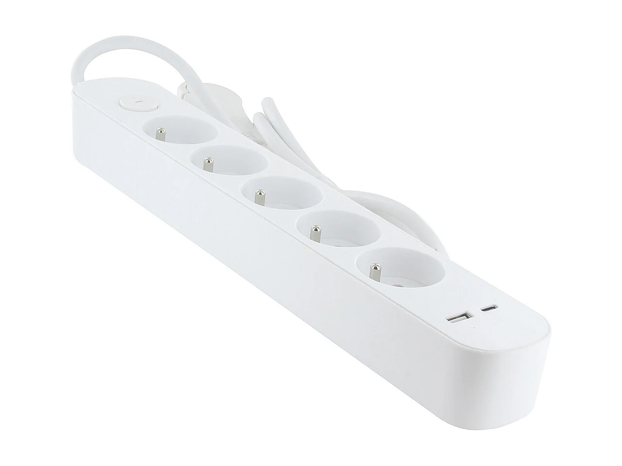 Bloc multiprise 5x16A USB-A+USB-C - câble 1,5m - Chacon