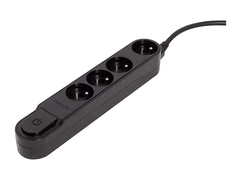 Bloc multiprise interr. 4x16A 1,5m - Noir - Chacon