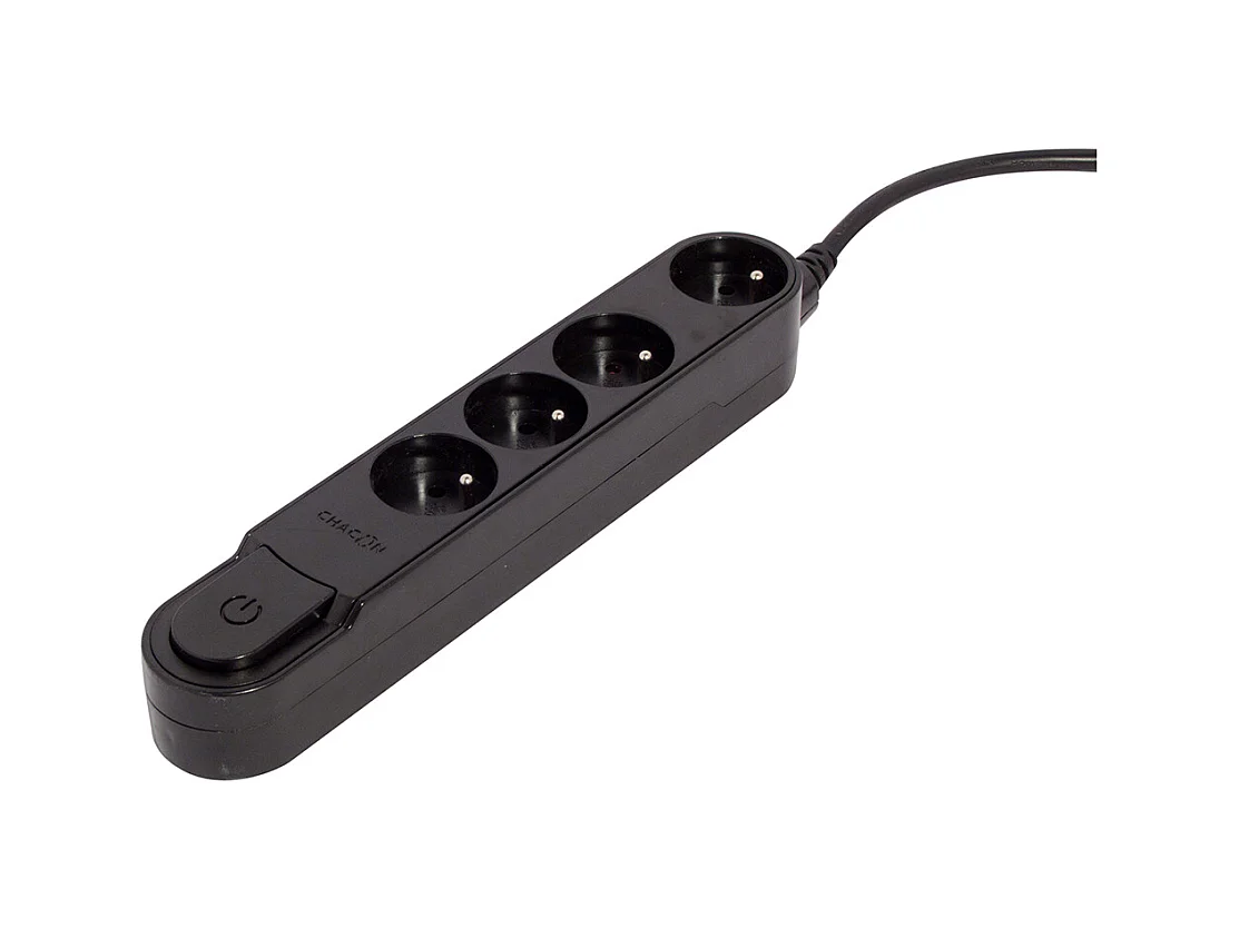 Bloc multiprise interr. 4x16A 1,5m - Noir - Chacon