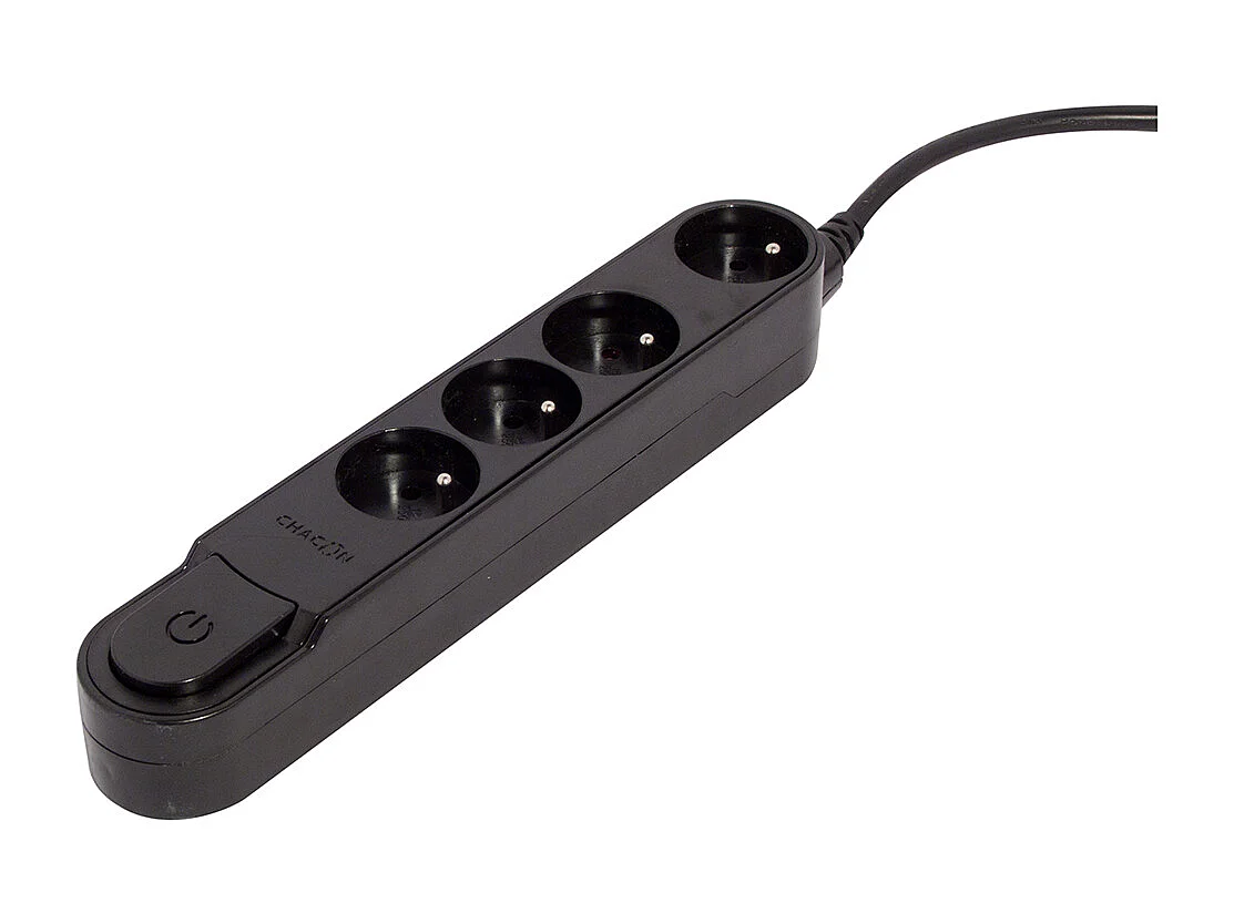 Bloc multiprise interr. 4x16A 1,5m - noir - Chacon