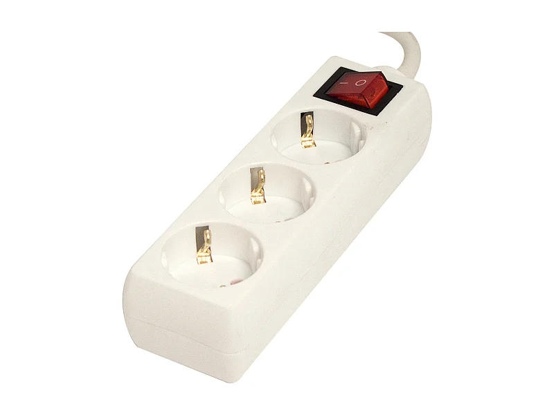 Multiprise Schuko 3x16A + interrupteur 3m - Blanc - Chacon