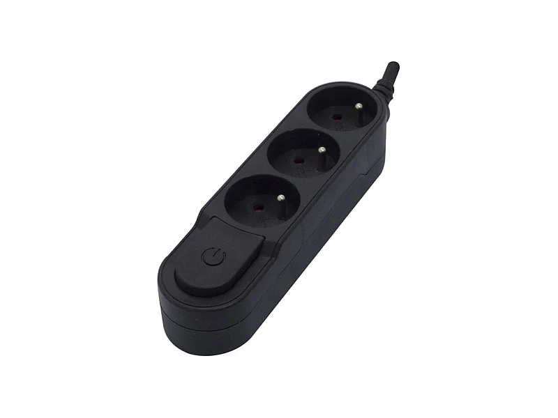 Bloc multiprise Design fiche plate 3x16A - Noir - Chacon