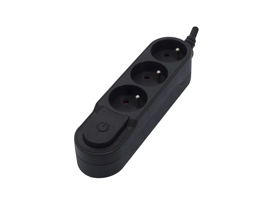 Bloc multiprise Design fiche plate 3x16A - Noir - Chacon