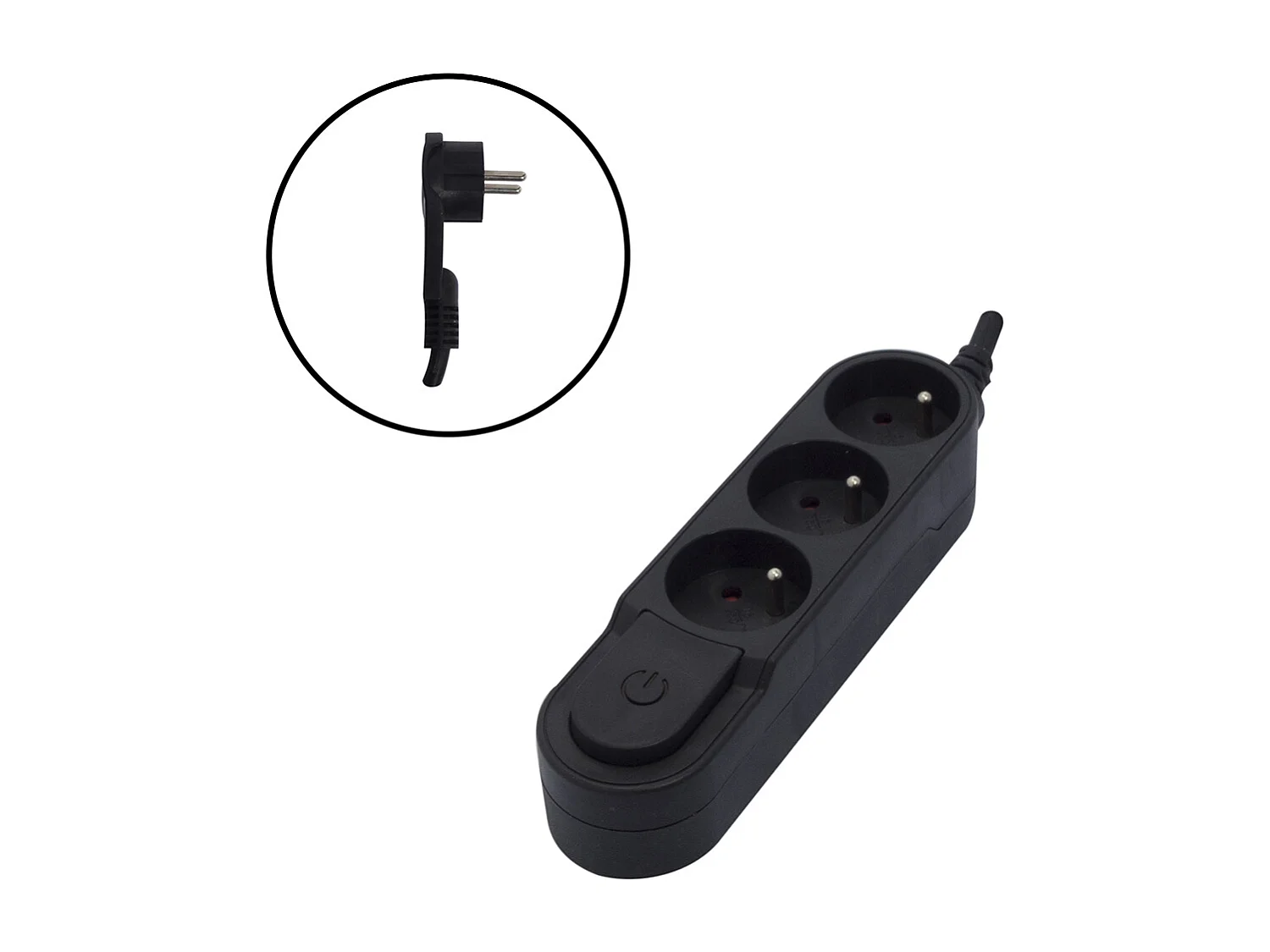 Bloc multiprise Design fiche plate 3x16A - Noir - Chacon