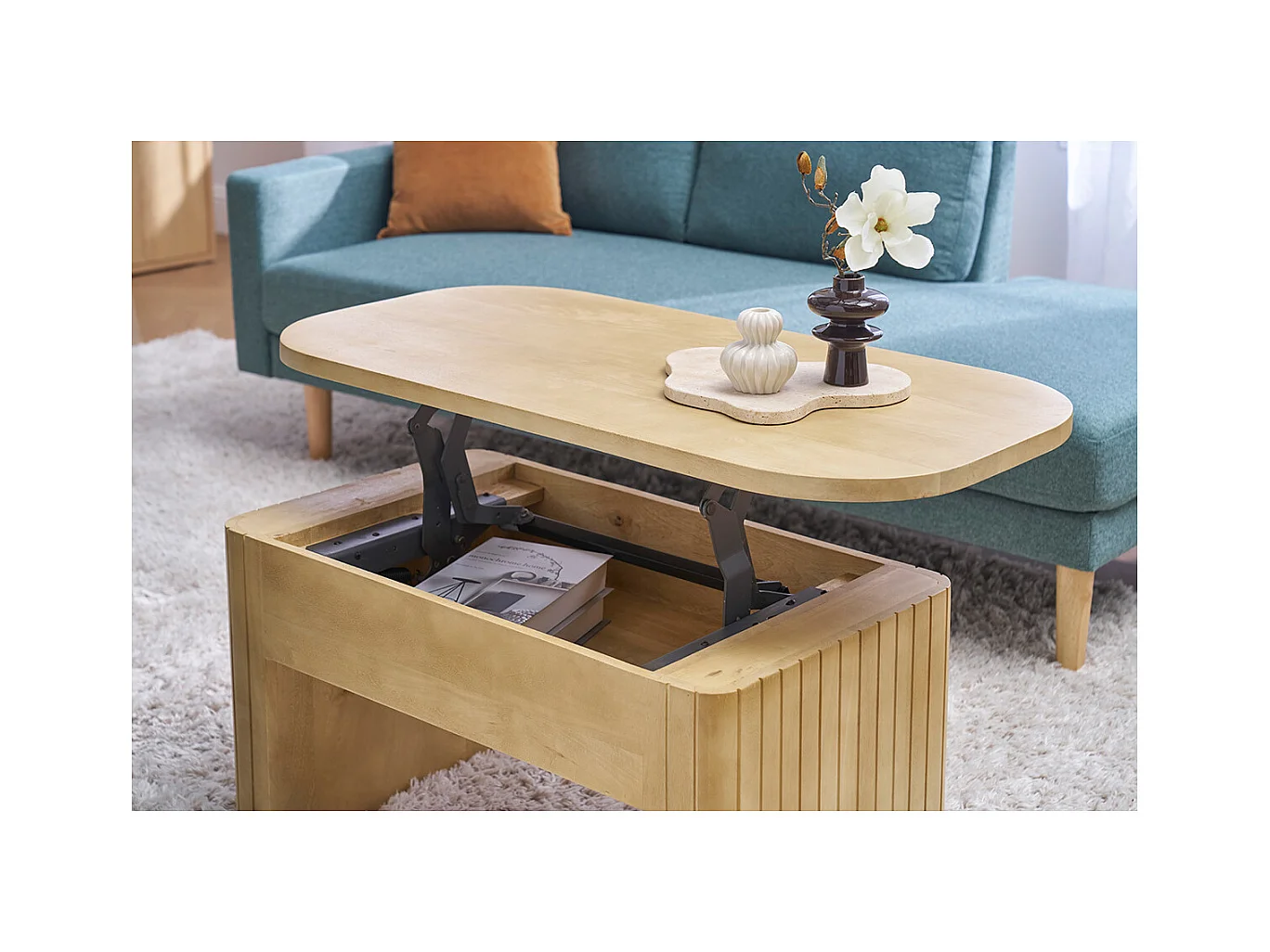 Table basse relevable rectangulaire bois manguier massif L100 cm LATIGO