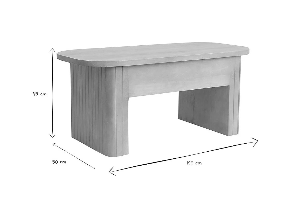 Table basse relevable rectangulaire bois manguier massif L100 cm LATIGO