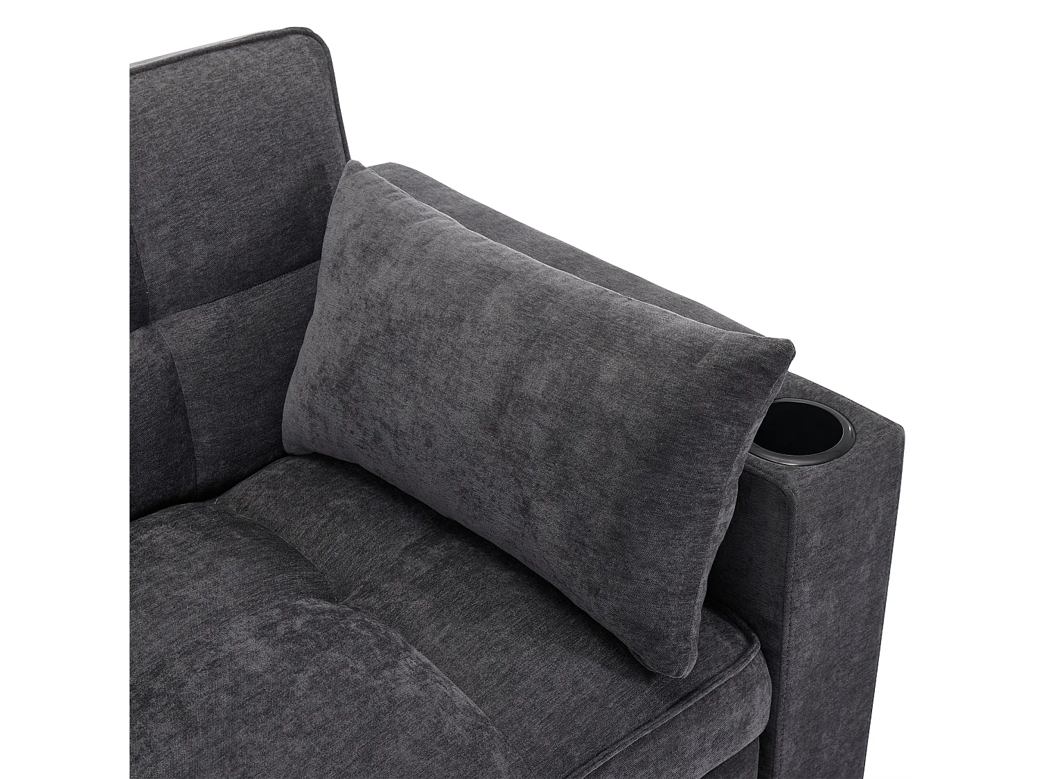 Uitklapbare 2-persoonsbank 140.5x74x82 cm - Verstelbare rugleuning - USB-poort - Drankhouder - Bijzettafeltje - Grijs