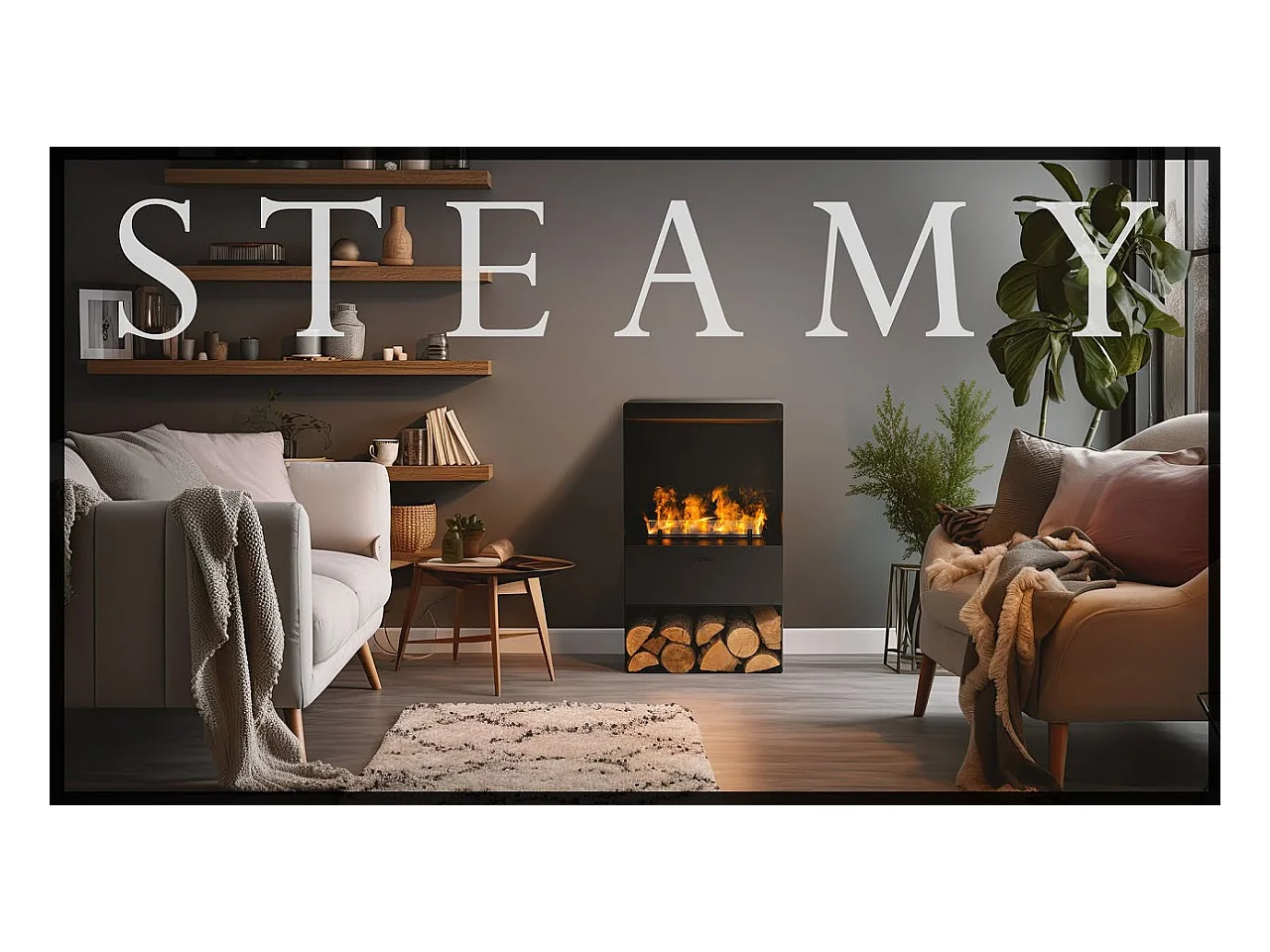 Planika - Cheminée à vapeur d'eau avec effet de flamme réaliste et technologie Optimyst, télécommande, design moderne