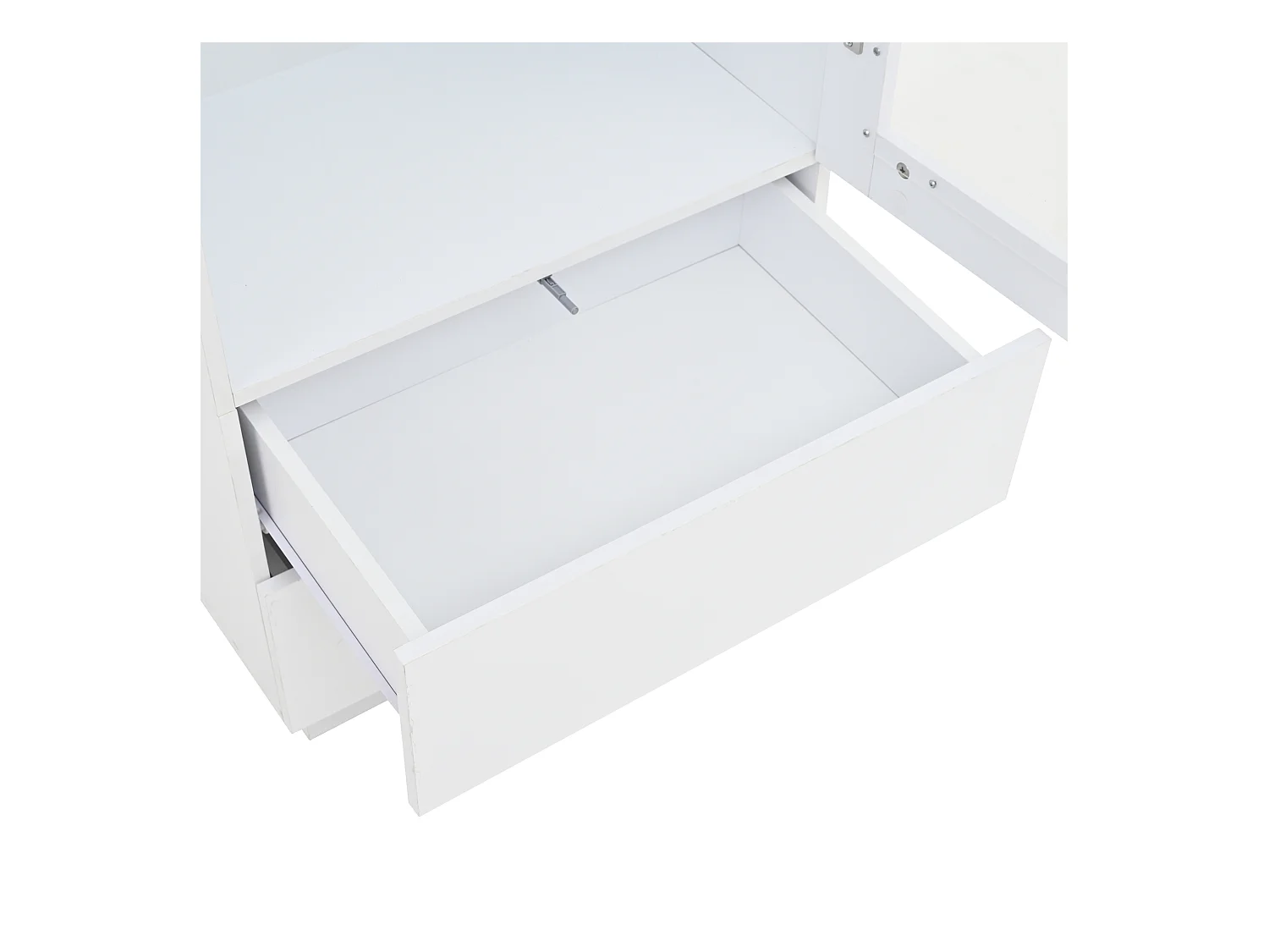 Vitrine 60x40x171cm - avec 2 tiroirs et 1 porte - Avec éclairage LED - Finition brillante - Verre trempé - Blanc