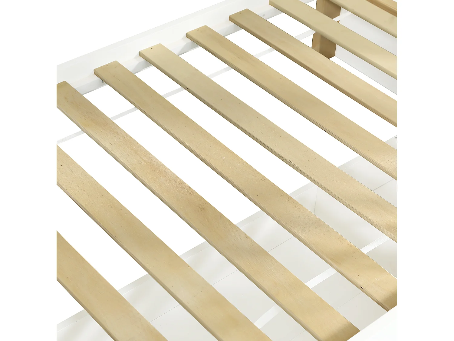 Kinder-Etagenbetten 90x200 cm - mit 3 Schubladen - mit einer kleinen Tafel - Leiter mit Stauraum - Weiß + Natur (ohne Matratze)