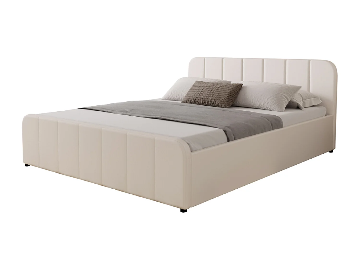 Lit coffre 160x200cm en velours beige TAMPA