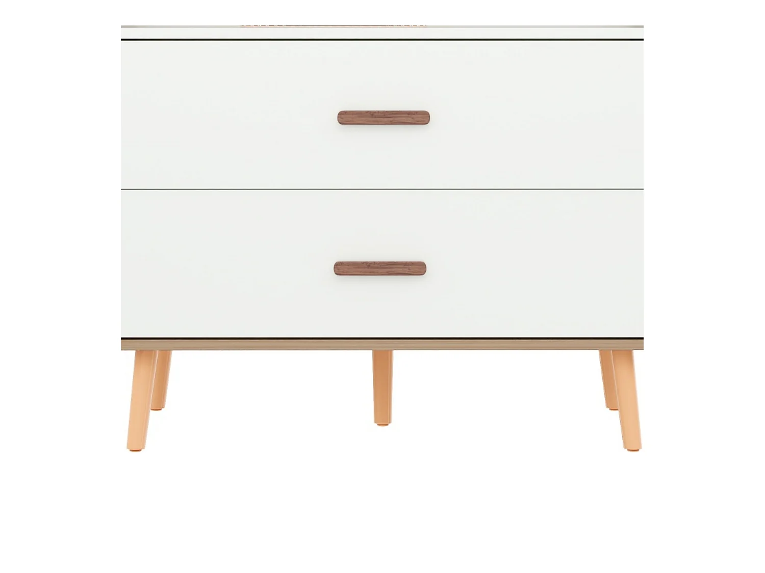 Armoire enfant ouverte 80x46x141.5 cm - avec tringle à vêtements et 2 tiroirs - pieds et poignées en bois massif - blanc + naturel