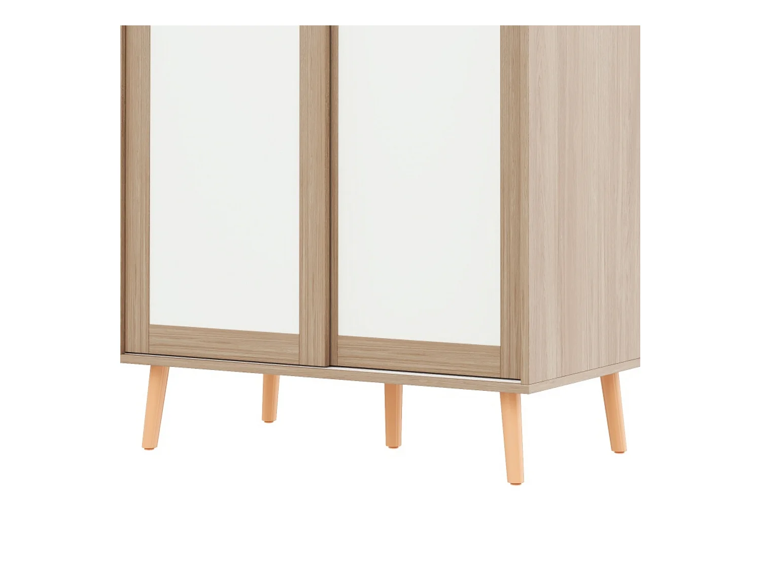 Armoire enfant 80x46x141.5 cm - avec tringle à vêtements - 2 portes coulissantes - pieds en bois massif - naturel