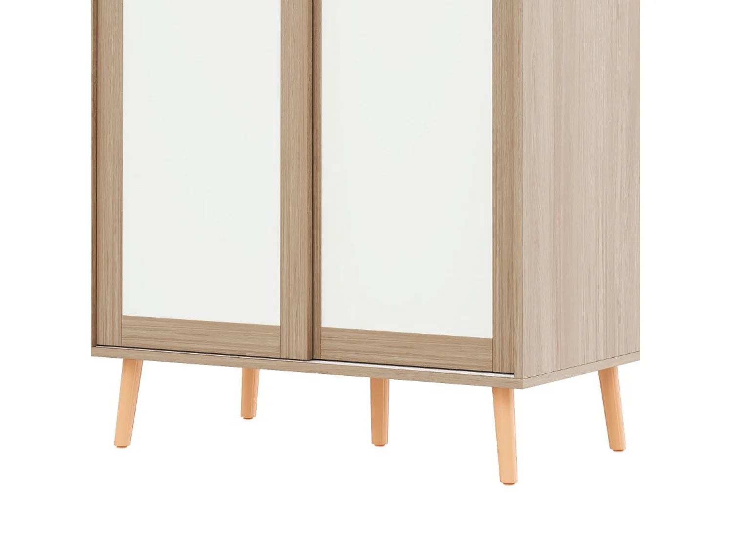 Armoire enfant 80x46x141.5 cm - avec tringle à vêtements - 2 portes coulissantes - pieds en bois massif - naturel