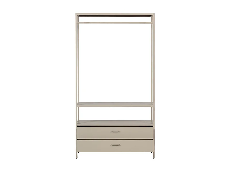 Ferris - Armoire ouverte 2 tiroirs en métal avec étagère L100cm - Beige
