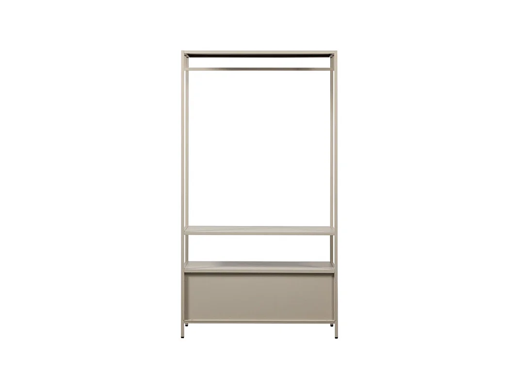 Ferris - Armoire ouverte 2 tiroirs en métal avec étagère L100cm - Beige