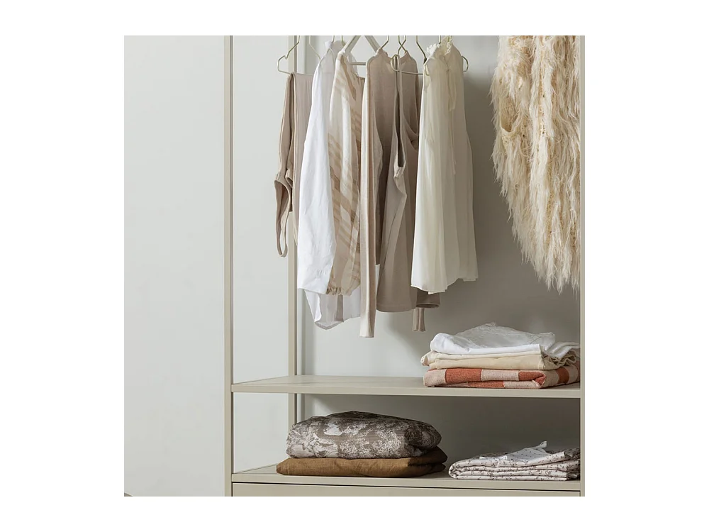 Ferris - Armoire ouverte 2 tiroirs en métal avec étagère L100cm - Beige