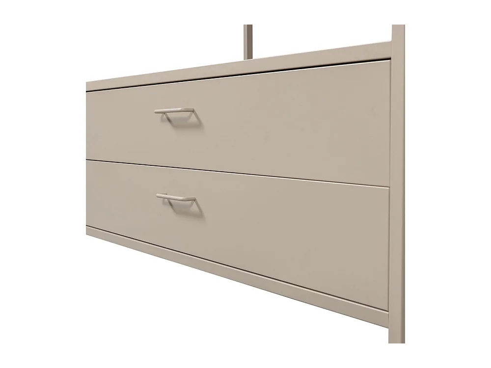 Ferris - Armoire ouverte 2 tiroirs en métal avec étagère L100cm - Beige