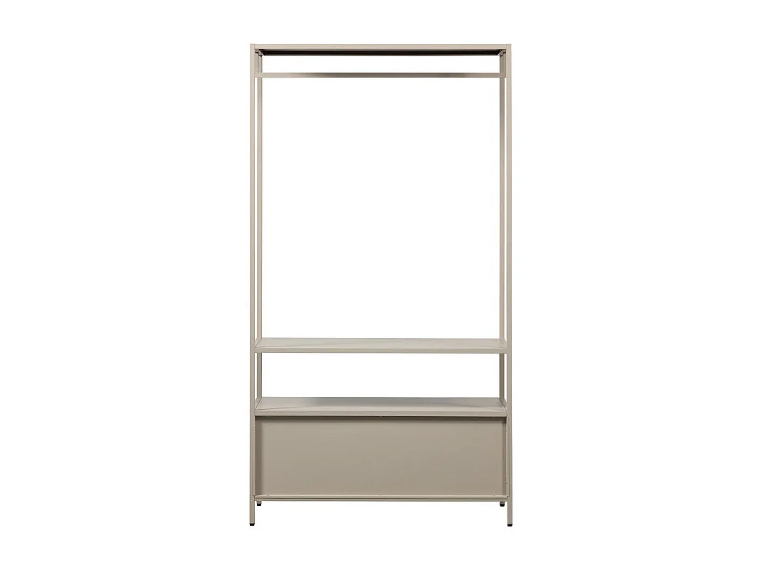 Ferris - Armoire ouverte 2 tiroirs en métal avec étagère L100cm - Beige