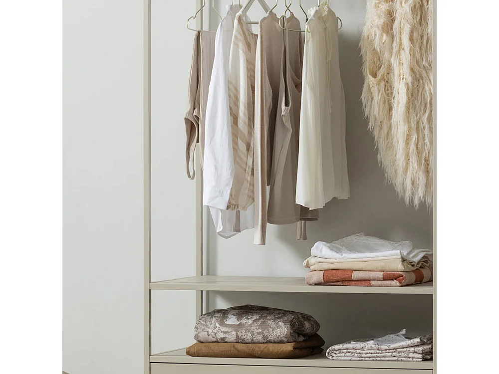 Ferris - Armoire ouverte 2 tiroirs en métal avec étagère L100cm - Beige