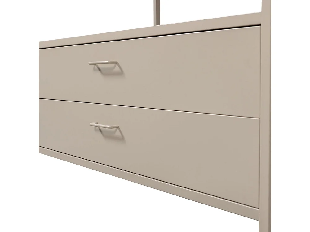 Ferris - Armoire ouverte 2 tiroirs en métal avec étagère L100cm - Beige