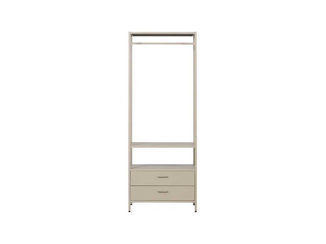 Ferris - Armoire ouverte 2 tiroirs en métal avec étagère L70cm - Beige