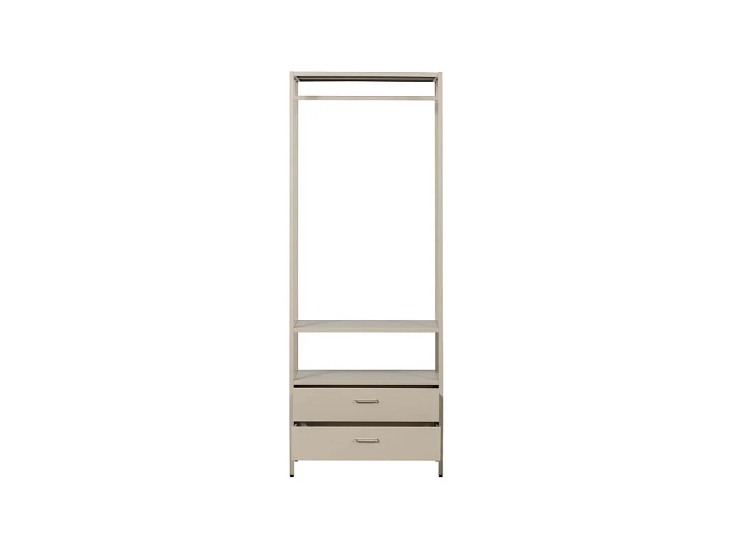 Ferris - Armoire ouverte 2 tiroirs en métal avec étagère L70cm - Beige
