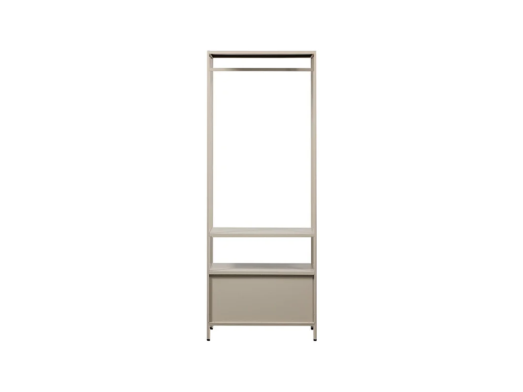 Ferris - Armoire ouverte 2 tiroirs en métal avec étagère L70cm - Beige