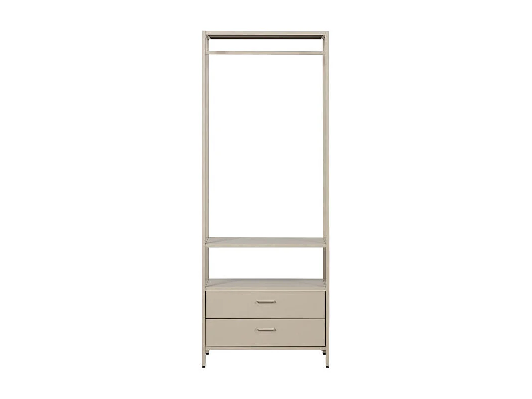 Ferris - Armoire ouverte 2 tiroirs en métal avec étagère L70cm - Beige