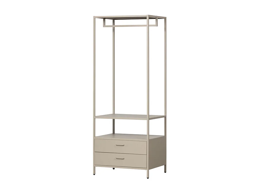 Ferris - Armoire ouverte 2 tiroirs en métal avec étagère L70cm - Beige