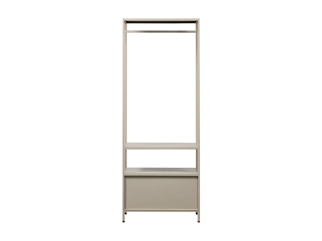 Ferris - Armoire ouverte 2 tiroirs en métal avec étagère L70cm - Beige