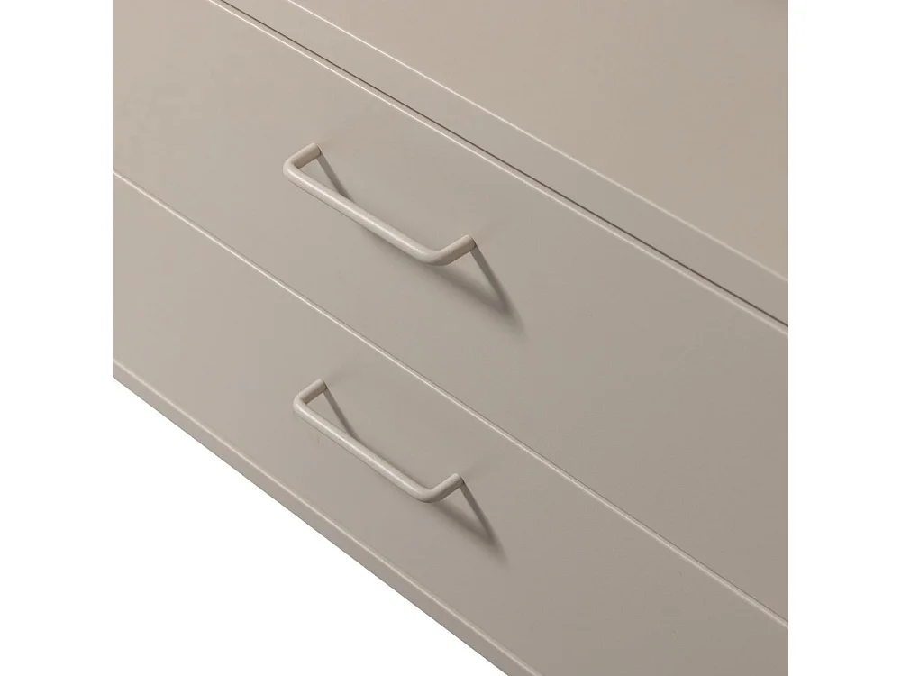 Ferris - Armoire ouverte 2 tiroirs en métal avec étagère L70cm - Beige