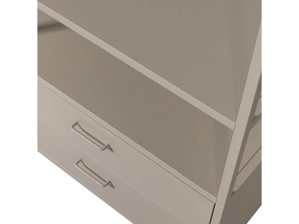Ferris - Armoire ouverte 2 tiroirs en métal avec étagère L70cm - Beige