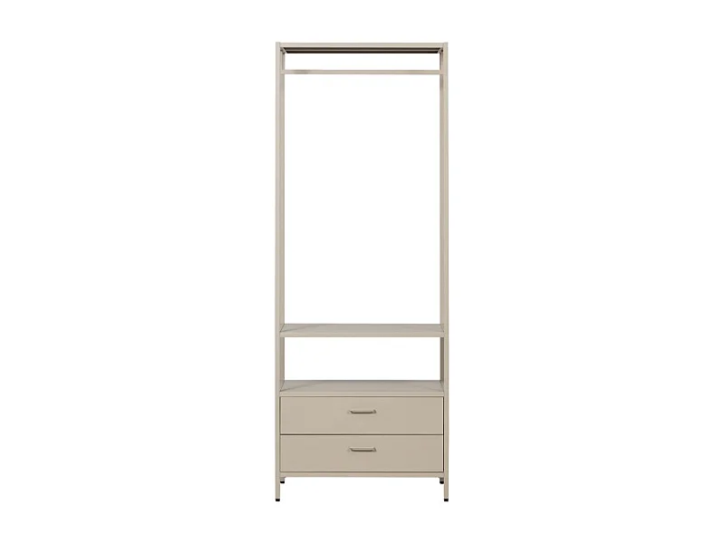 Ferris - Armoire ouverte 2 tiroirs en métal avec étagère L70cm - Beige