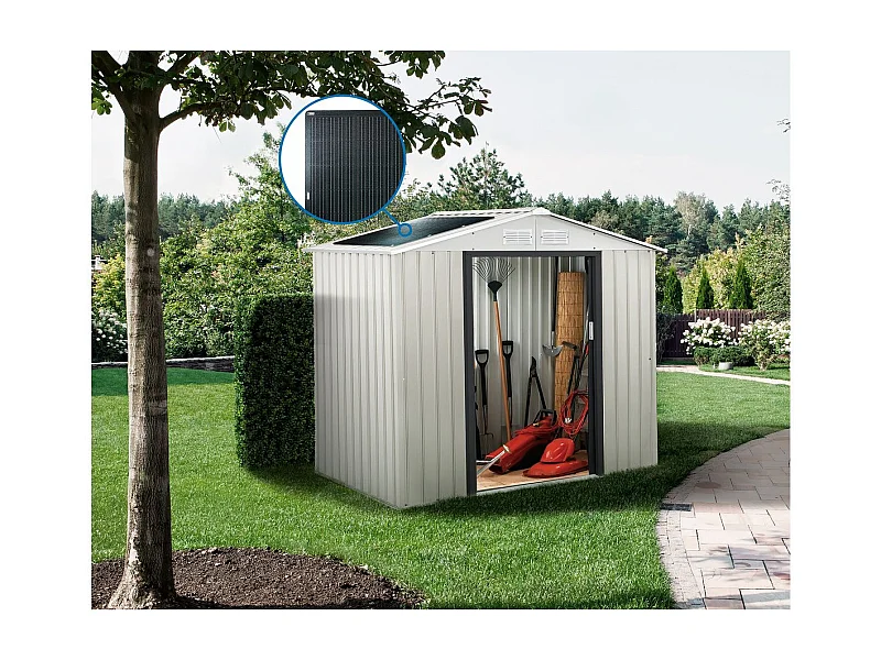 Nebraska Metall-Gartenhaus - 2,71 M² mit Solarmodulen