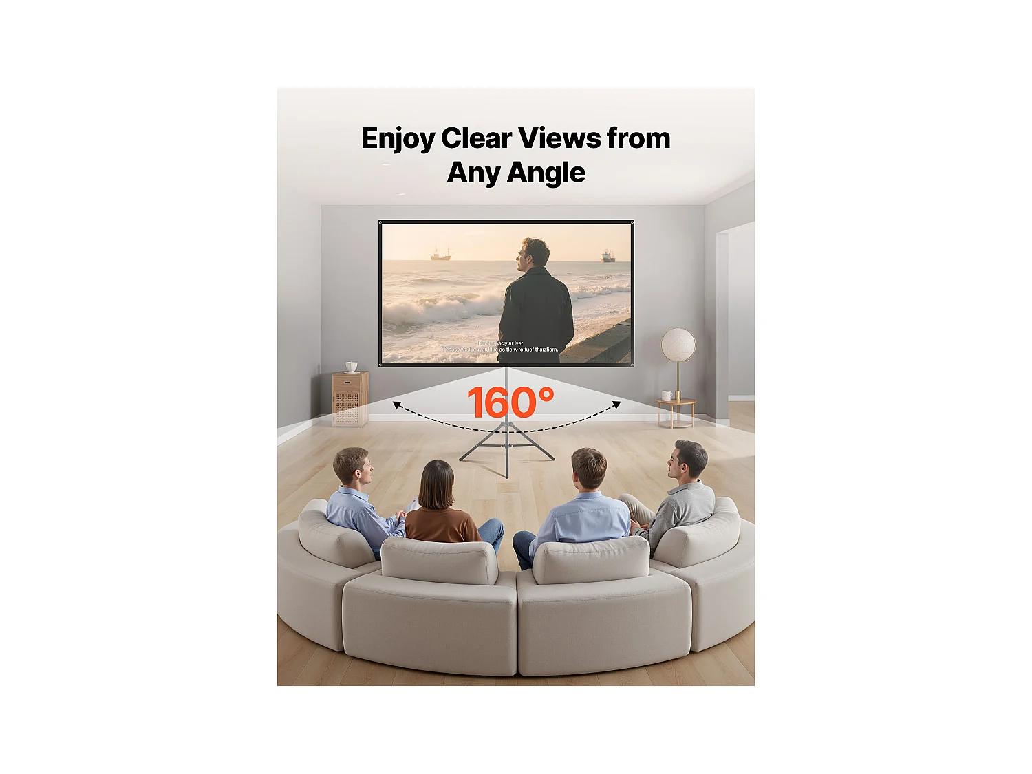 Projektionsleinwand SucceBuy mit Stativ 203,2 cm, Tragbare und Knitterfeste Projektionsleinwand, Großer Betrachtungswinkel 160°, 16:9 4K HD