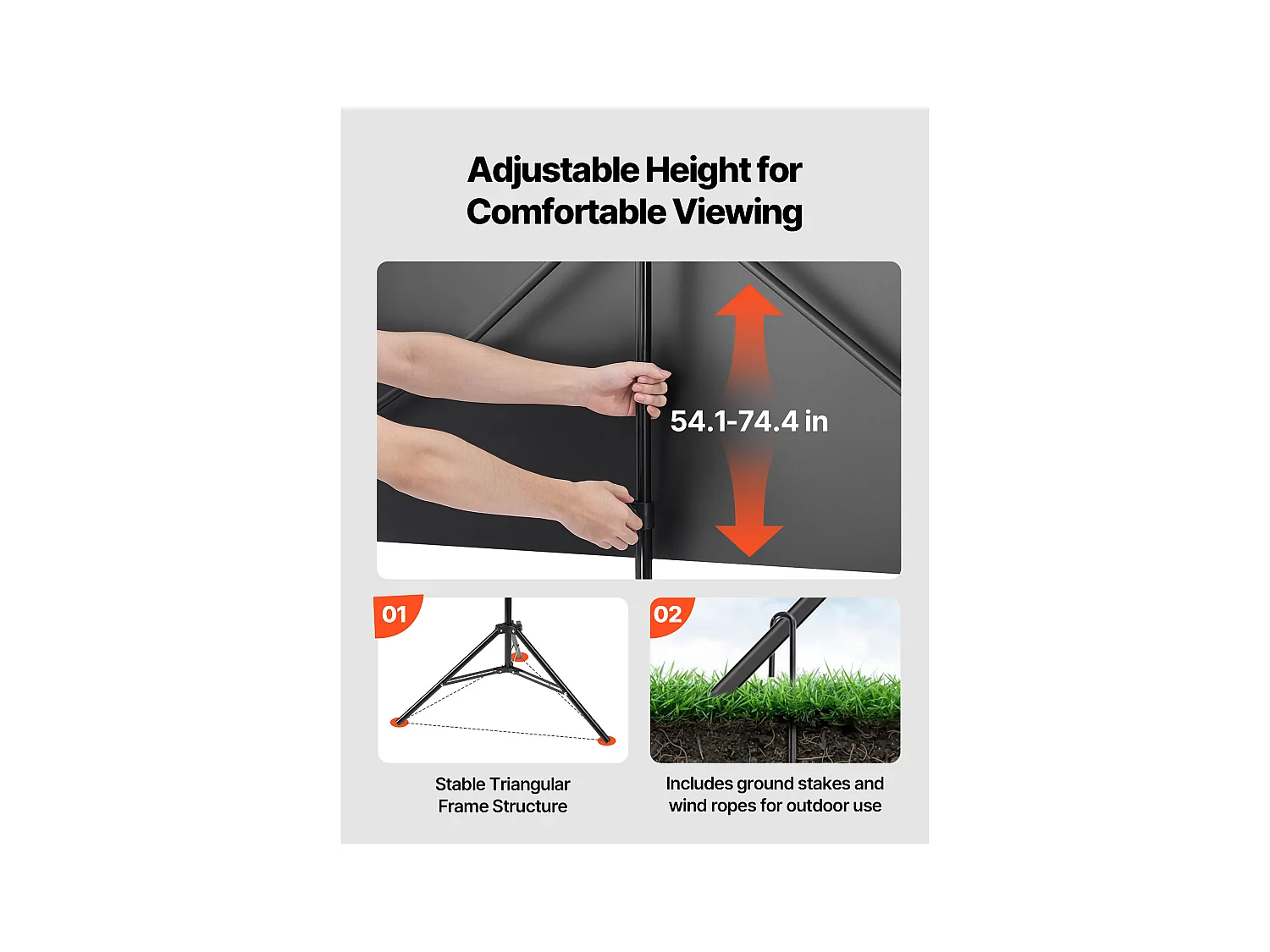 Projektionsleinwand SucceBuy mit Stativ 203,2 cm, Tragbare und Knitterfeste Projektionsleinwand, Großer Betrachtungswinkel 160°, 16:9 4K HD