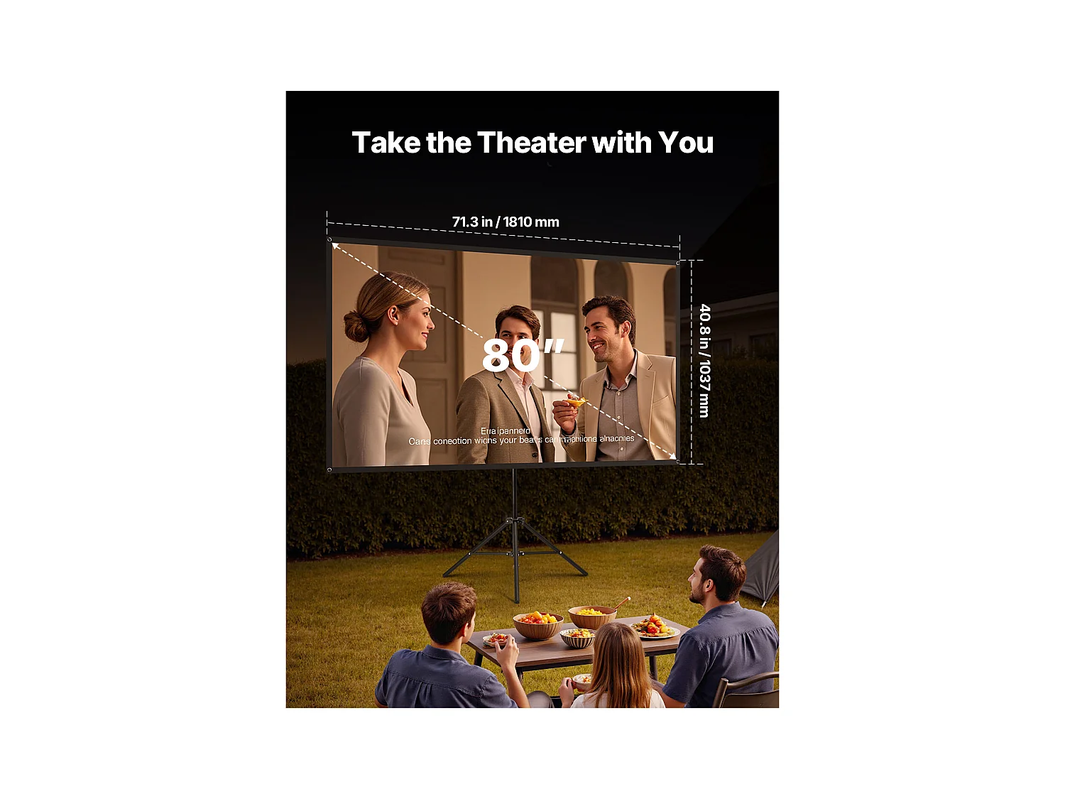Projektionsleinwand SucceBuy mit Stativ 203,2 cm, Tragbare und Knitterfeste Projektionsleinwand, Großer Betrachtungswinkel 160°, 16:9 4K HD