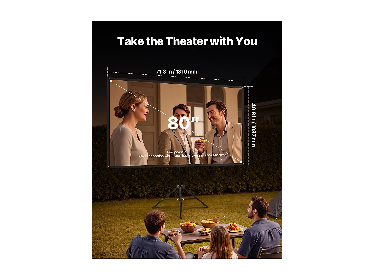 Écran de Projection SucceBuy avec Trépied de 203,2 cm, Toile de Projection Portable et Infroissable, Grand Angle de Vision 160°, 16:9 4K HD