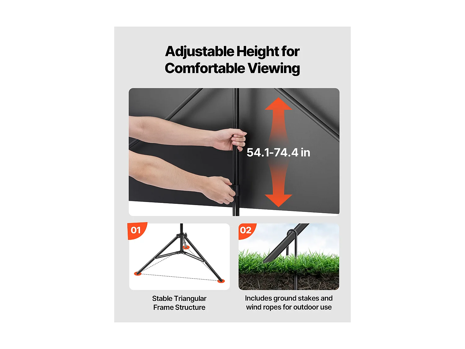 Écran de Projection SucceBuy avec Trépied de 203,2 cm, Toile de Projection Portable et Infroissable, Grand Angle de Vision 160°, 16:9 4K HD