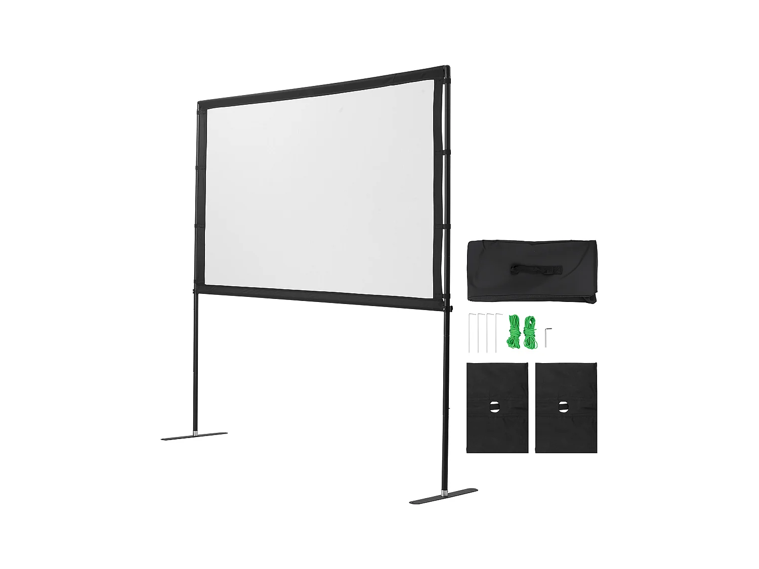 Projektionsleinwand SucceBuy 203,2 cm mit 2 Füße, Tragbare und Knitterfeste Projektionsleinwand, Großer Betrachtungswinkel 160°, 16:9 4K HD