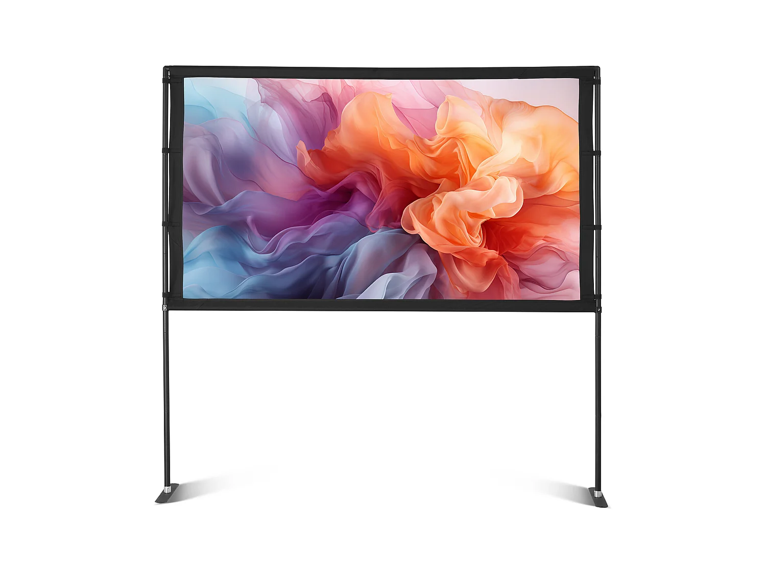 Projektionsleinwand SucceBuy 203,2 cm mit 2 Füße, Tragbare und Knitterfeste Projektionsleinwand, Großer Betrachtungswinkel 160°, 16:9 4K HD