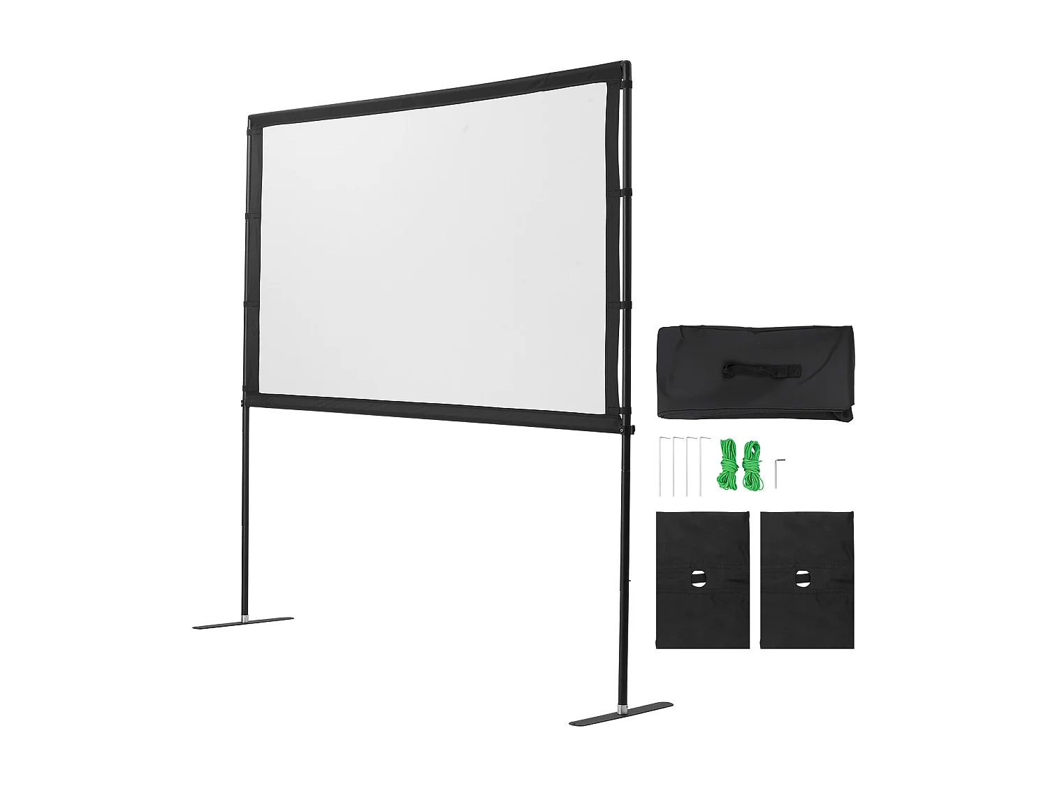 Ekran Projektowy SucceBuy 203,2 cm z 2 Nóżkami, Przenośne i Niegnące Płótno Projektowe, Duży Kąt Widzenia 160°, 16:9 4K HD